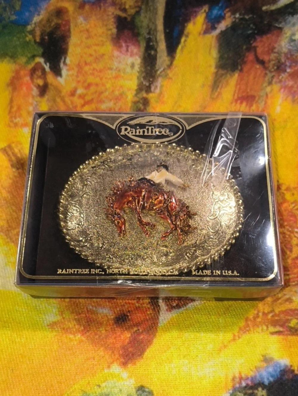 Raintree Inc North Hollywood CA Rodeo Belt Buckle New Old Stock